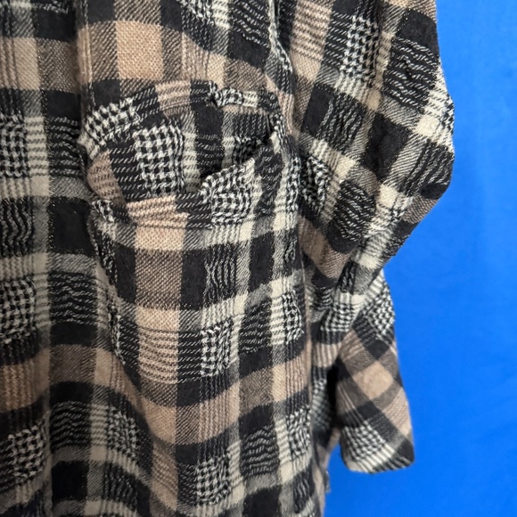 Transparente Women's Plus/OS Long sleeve Plaid blouse tunic top Lagenlook - Picture 4 of 6